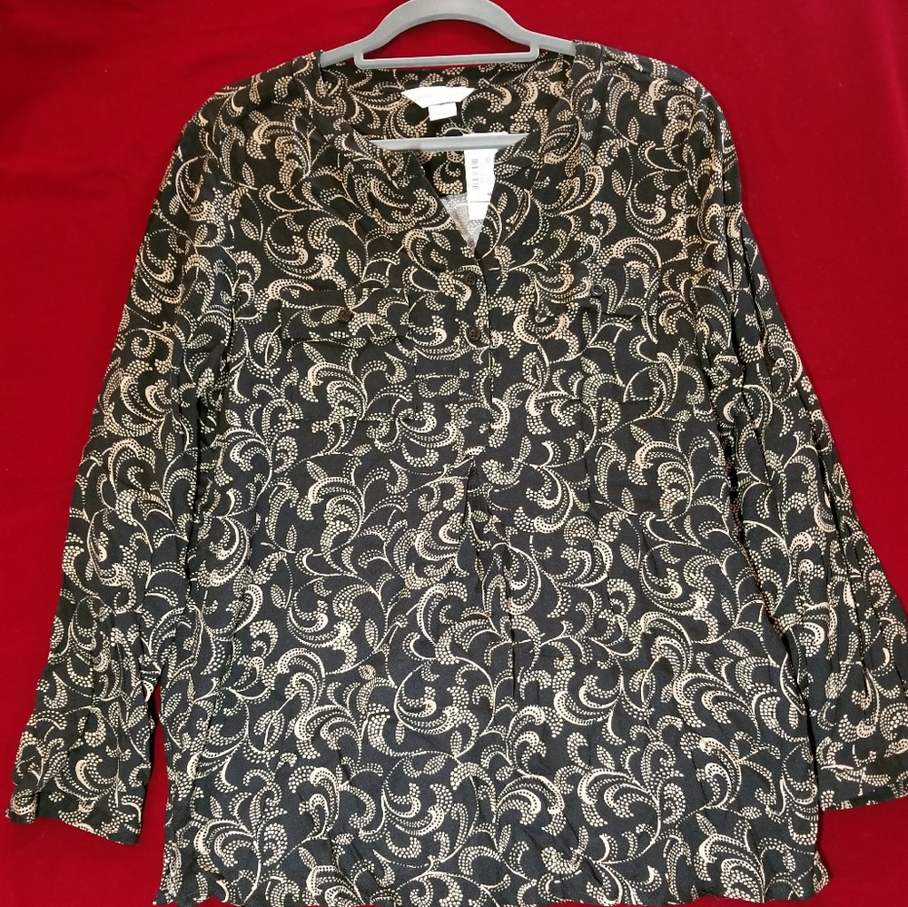 Christopher & Banks black and tan blouse
